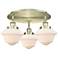 Oxford 18.25"W 3 Light Antique Brass Flush Mount w/ Matte White Glass