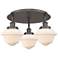 Oxford 18.25"W 3 Light Oil Rubbed Bronze Flush Mount w/ White Shade