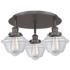 Oxford 18.25"W 3 Light Oil Rubbed Bronze Flush Mount With Clear Glass 
