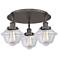 Oxford 18.25"W 3 Light Oil Rubbed Bronze Flush Mount With Clear Glass