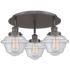 Oxford 18.25"W 3 Light Oil Rubbed Bronze Flush Mount With Seedy Glass 