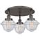 Oxford 18.25"W 3 Light Oil Rubbed Bronze Flush Mount With Seedy Glass