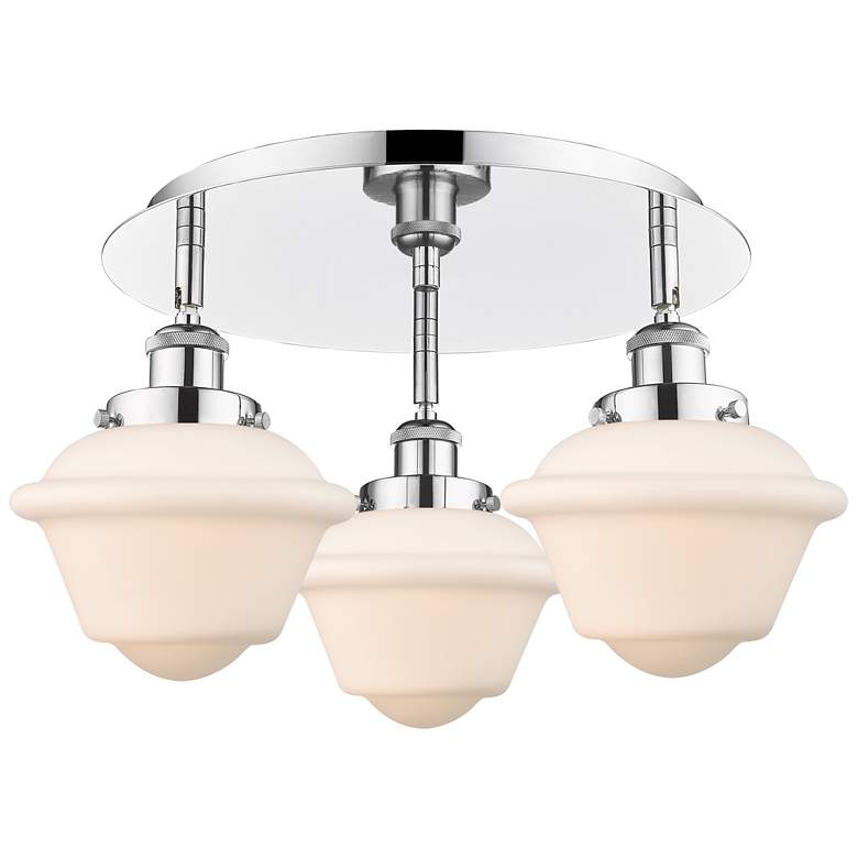 Image 1 Oxford 18.25"W 3 Light Polished Chrome Flush Mount w/ White Shade