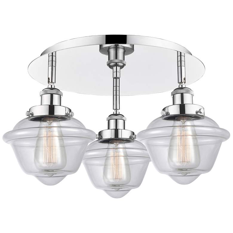 Image 1 Oxford 18.25"W 3 Light Polished Chrome Flush Mount With Clear Glass Sh