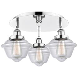 Oxford 18.25&quot;W 3 Light Polished Chrome Flush Mount With Clear Glass Sh