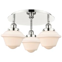 Oxford 18.25&quot;W 3 Light Polished Nickel Flush Mount w/ White Shade