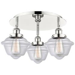 Oxford 18.25&quot;W 3 Light Polished Nickel Flush Mount With Clear Glass Sh