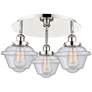 Oxford 18.25"W 3 Light Polished Nickel Flush Mount With Seedy Glass Sh