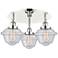 Oxford 18.25"W 3 Light Polished Nickel Flush Mount With Seedy Glass Sh