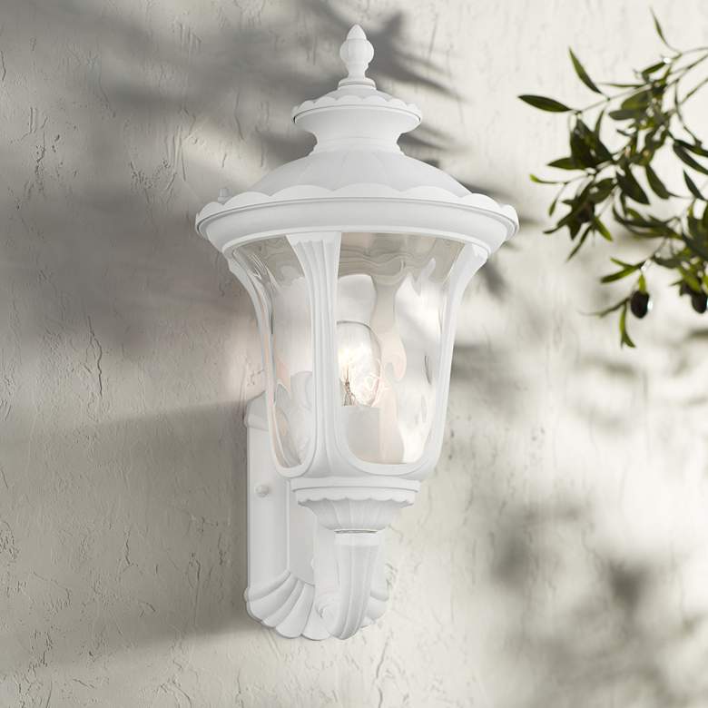 Image 1 Oxford 19 inchH Textured White Upward Lantern Outdoor Wall Light