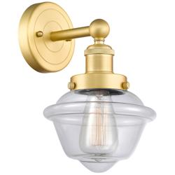 Oxford 2.25&quot; High Satin Gold Sconce With Clear Shade