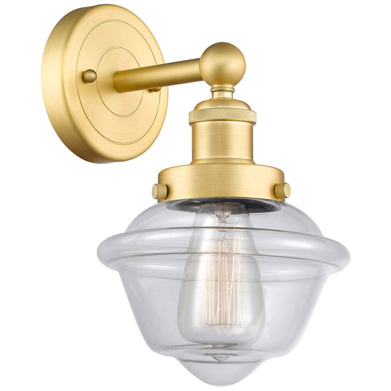 Image 1 Oxford 2.25" High Satin Gold Sconce With Clear Shade