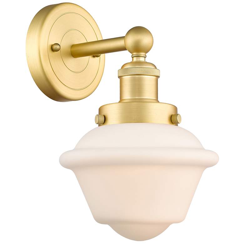 Image 1 Oxford 2.25" High Satin Gold Sconce With Matte White Shade