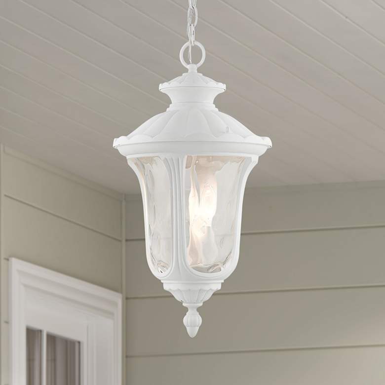 Oxford 20 1/2&quot;H Textured White Lantern Outdoor Hanging Light