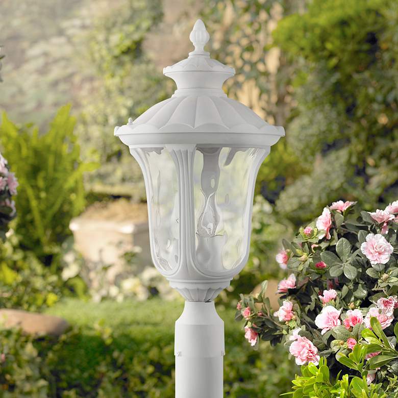 Image 1 Oxford 22 inch High Textured White Lantern Outdoor Post Light