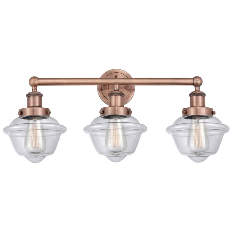 Image 1 Oxford 24.5" Wide 3 Light Antique Copper Bath Vanity Light With Clear