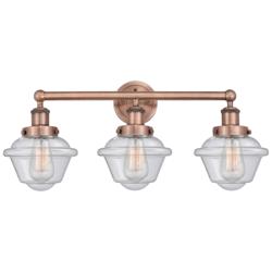 Oxford 24.5&quot; Wide 3 Light Antique Copper Bath Vanity Light With Seedy