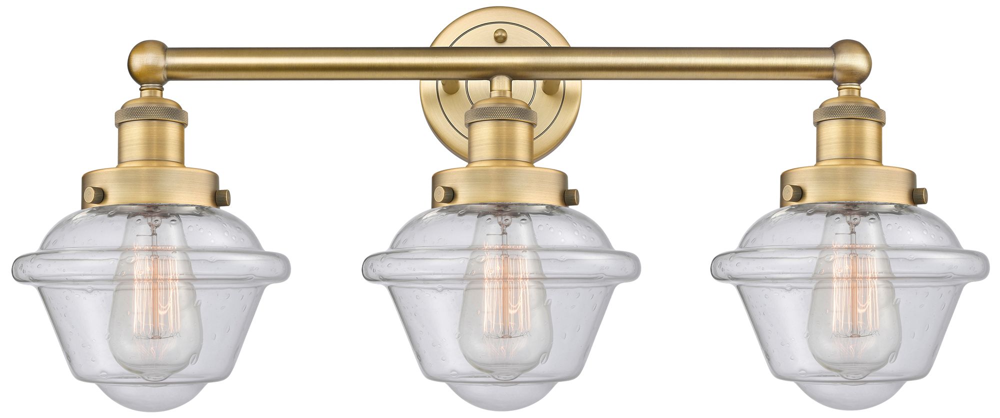 Oxford 24.5" Wide 3 Light Brushed Brass Bath Vanity Light With Seedy S