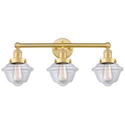 Oxford 24.5&quot; Wide 3 Light Satin Gold Bath Vanity Light With Clear Shad