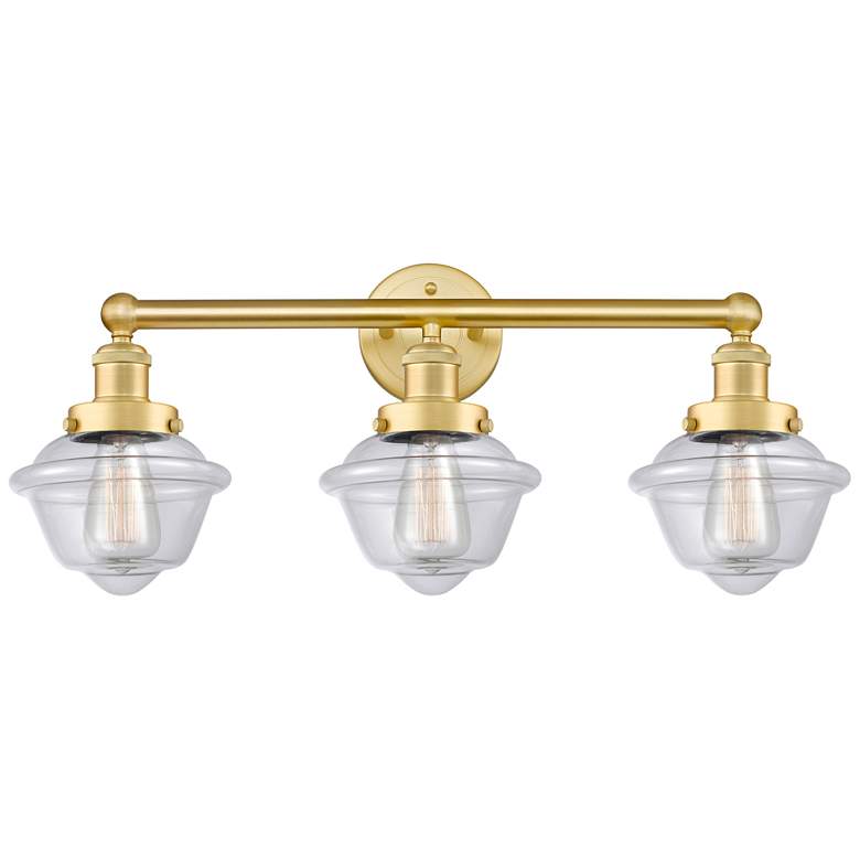 Image 1 Oxford 24.5" Wide 3 Light Satin Gold Bath Vanity Light With Clear Shad