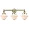 Oxford 24.5"W 3 Light Antique Brass Bath Vanity Light With White Shade