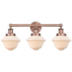 Oxford 24.5&quot;W 3 Light Antique Copper Bath Vanity Light With White Shad