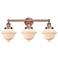 Oxford 24.5"W 3 Light Antique Copper Bath Vanity Light With White Shad