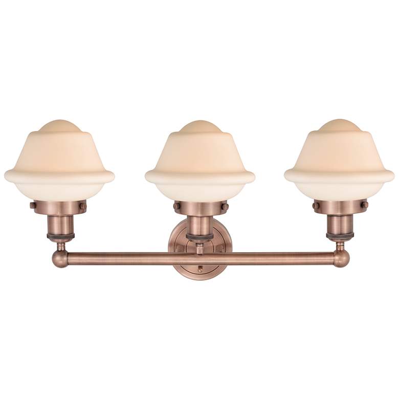 Image 2 Oxford 24.5"W 3 Light Antique Copper Bath Vanity Light With White Shad more views