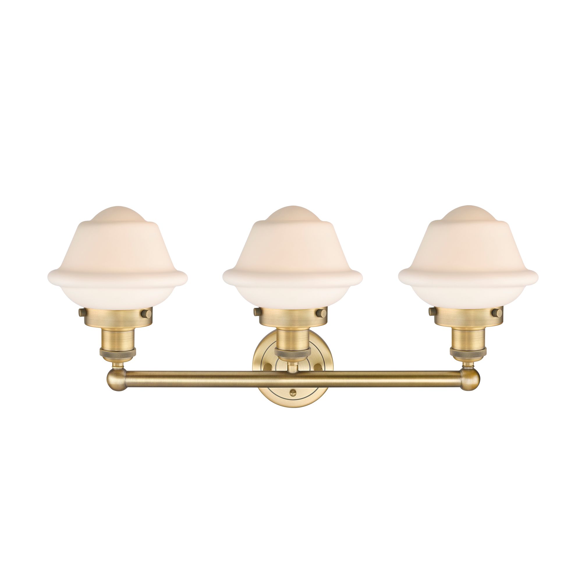 Image 4 Oxford 24.5"W 3 Light Brushed Brass Bath Vanity Light With White Shade more views