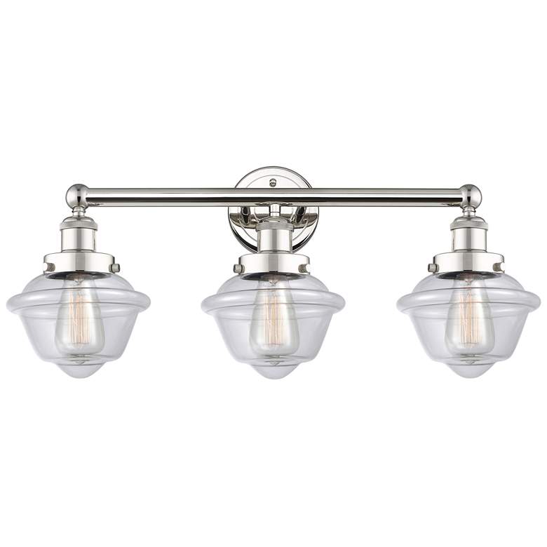 Image 1 Oxford 24.5"W 3 Light Polished Nickel Bath Vanity Light With Clear Sha