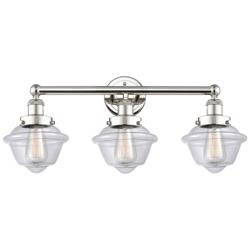 Oxford 24.5&quot;W 3 Light Polished Nickel Bath Vanity Light With Clear Sha