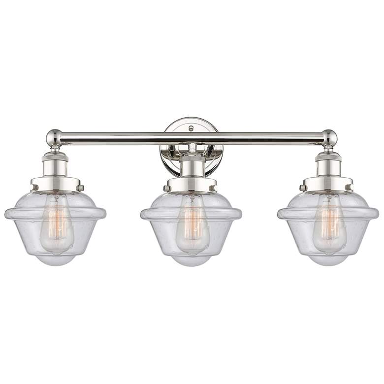 Image 1 Oxford 24.5"W 3 Light Polished Nickel Bath Vanity Light With Seedy Sha