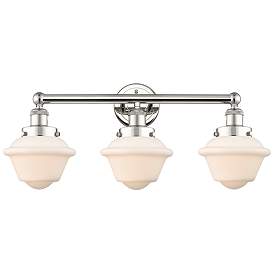 Image1 of Oxford 24.5"W 3 Light Polished Nickel Bath Vanity Light With White Sha