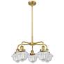 Oxford 24.5"W 5 Light Brushed Brass Stem Hung Chandelier w/ Clear Shad