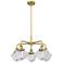 Oxford 24.5"W 5 Light Brushed Brass Stem Hung Chandelier w/ Clear Shad