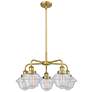 Oxford 24.5"W 5 Light Brushed Brass Stem Hung Chandelier w/ Seedy Shad