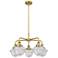 Oxford 24.5"W 5 Light Brushed Brass Stem Hung Chandelier w/ Seedy Shad