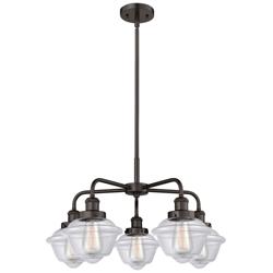 Oxford 24.5&quot;W 5 Light Oil Rubbed Bronze Stem Hung Chandelier w/ Clear