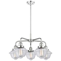 Oxford 24.5&quot;W 5 Light Polished Chrome Stem Hung Chandelier w/ Clear Sh