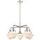 Oxford 24.5"W 5 Light Polished Nickel Stem Hung Chandelier w/ White Sh