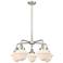 Oxford 24.5"W 5 Light Satin Nickel Stem Hung Chandelier w/ White Shade