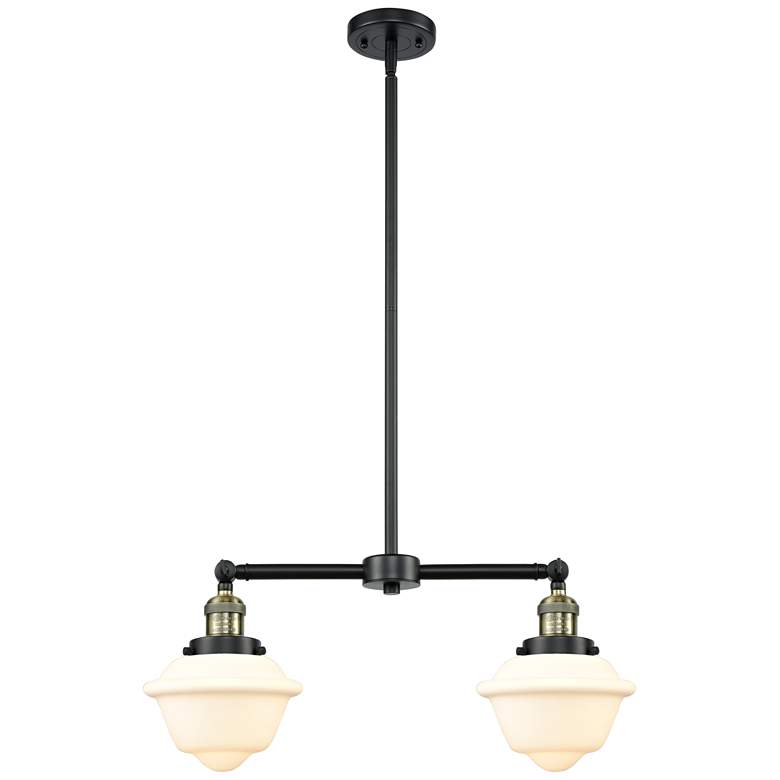 Image 1 Oxford 24" Wide 2 Light Black Brass Island Light w/ Matte White Shade