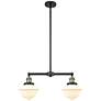 Oxford 24" Wide 2 Light Black Brass Island Light w/ Matte White Shade