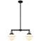 Oxford 24" Wide 2 Light Black Brass Island Light w/ Matte White Shade