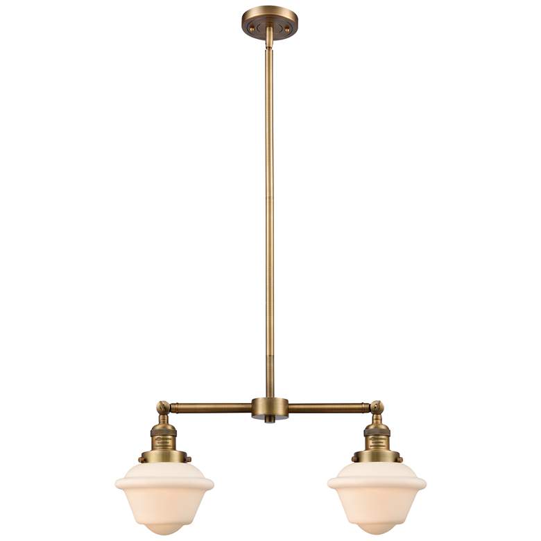Image 1 Oxford 24" Wide 2 Light Brushed Brass Island Light w/ Matte White Shad