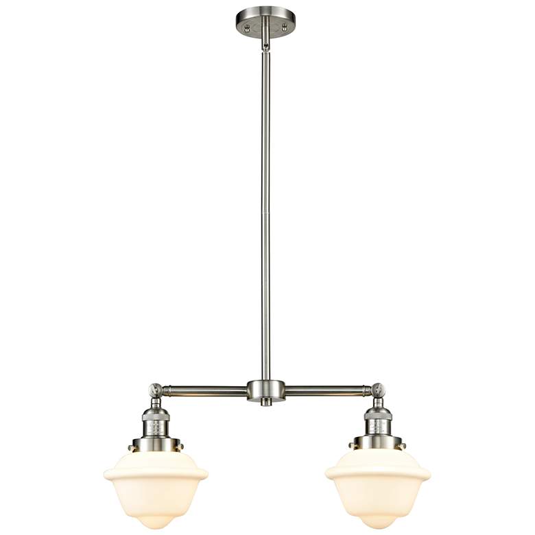 Image 1 Oxford 24" Wide 2 Light Brushed Satin Nickel Island Light w/ White Sha