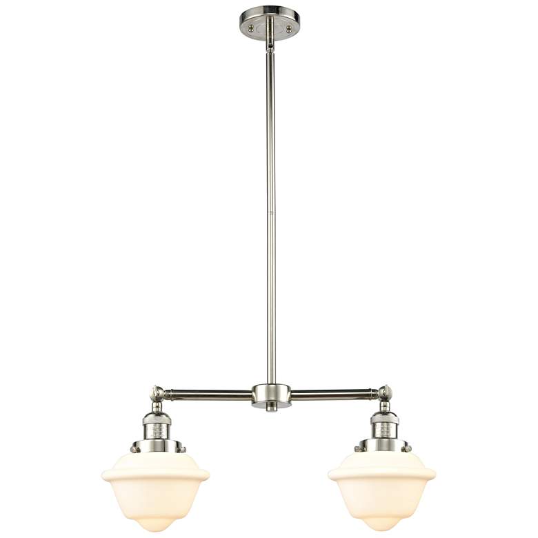 Image 1 Oxford 24" Wide 2 Light Polished Nickel Island Light w/ Matte White Sh