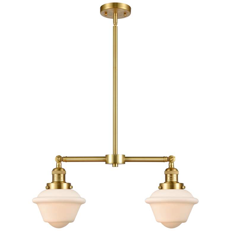 Image 1 Oxford 24" Wide 2 Light Satin Gold Island Light w/ Matte White Shade