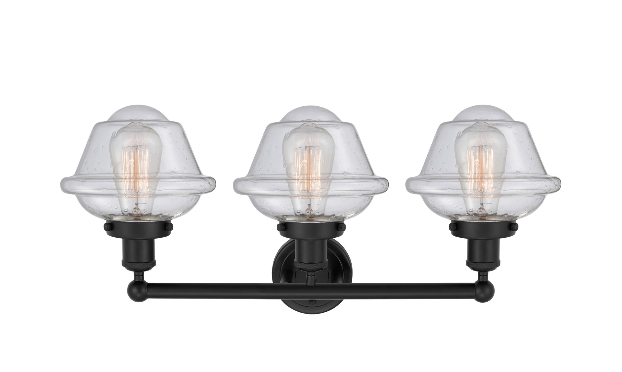 Image 2 Oxford 25 1/4" Wide Black 3-Light Bath Light w/ Seedy Glass more views