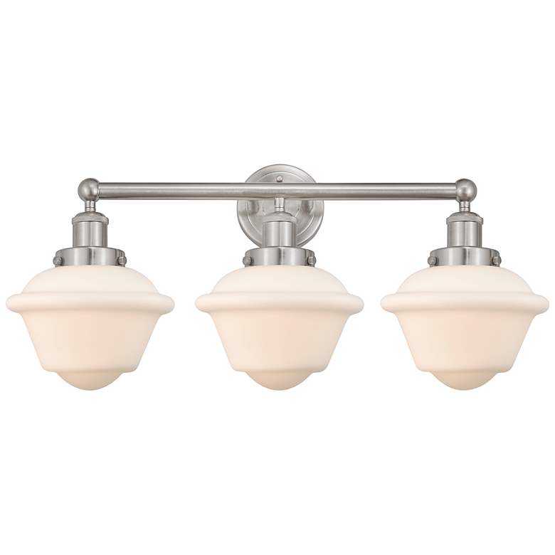Image 1 Oxford 25 1/4" Wide Brushed Satin Nickel 3-Light Bath Light